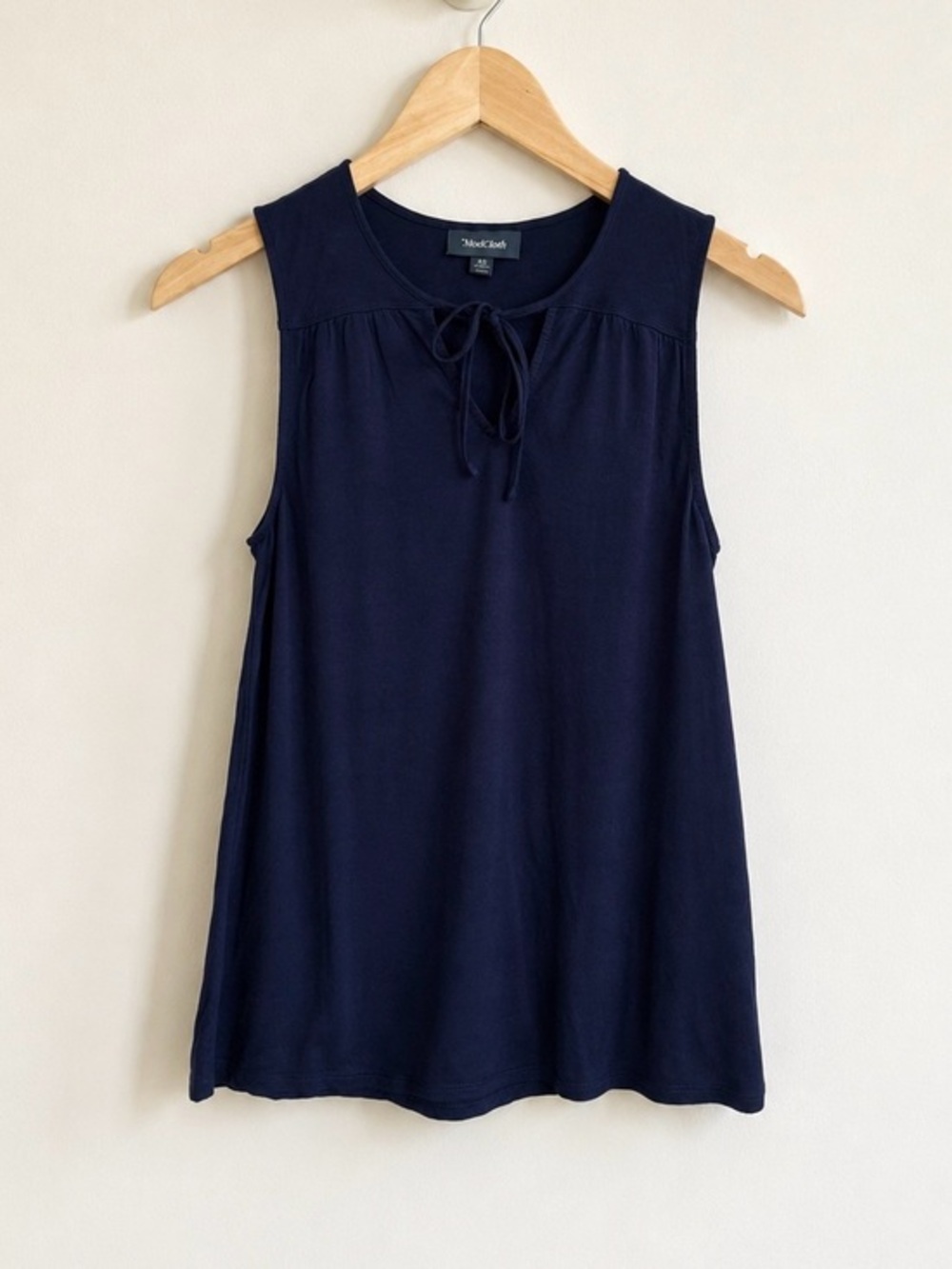 Modcloth Navy Tie-Neck Sleeveless Tank